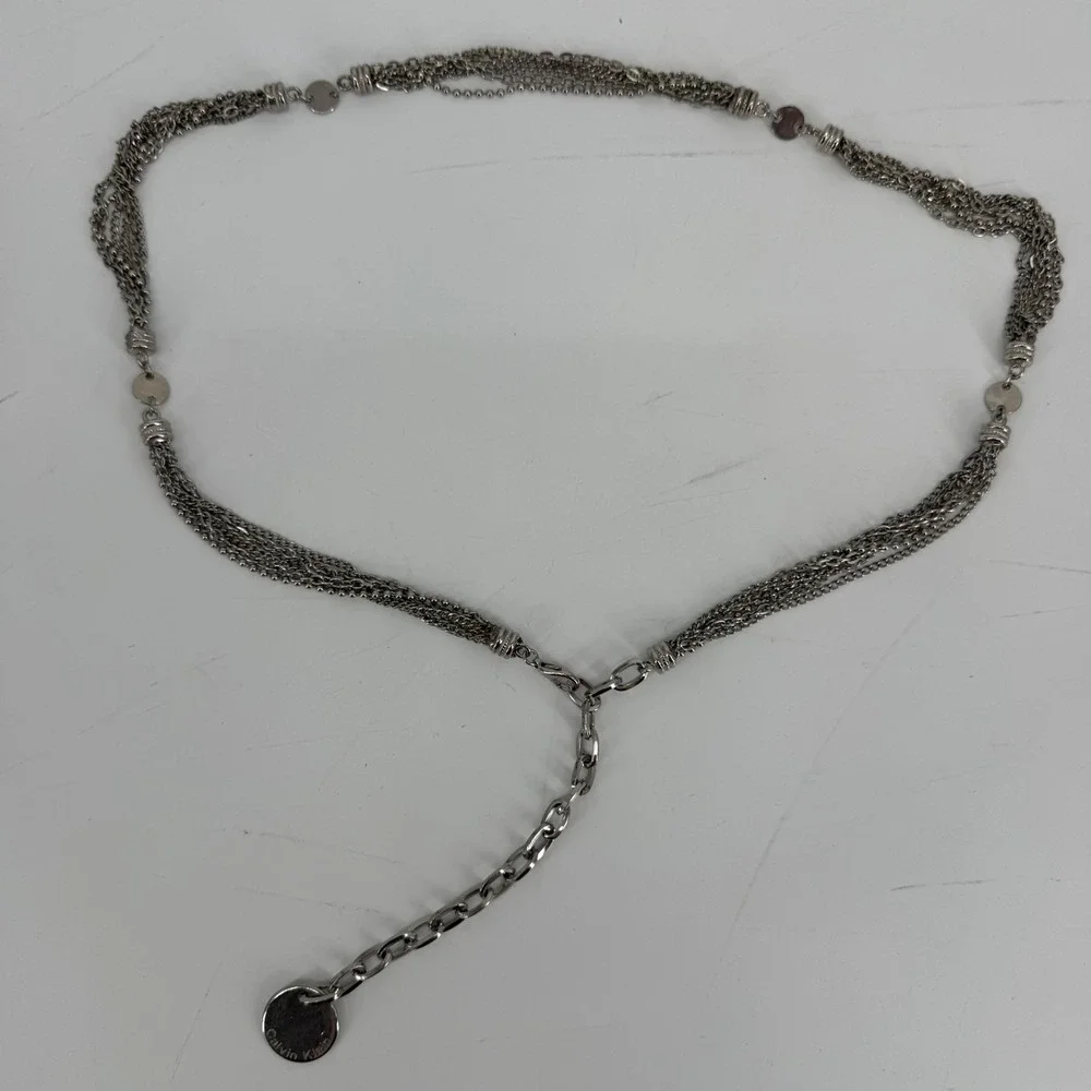 Calvin Klein Silver Tone Multi Chain Hip Belt Waist Chain Y2K‎ Statement 36